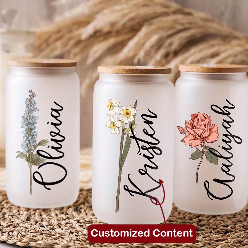 Custom Birth Flower Name Glass - Coffee Equipment Gift recension och pris