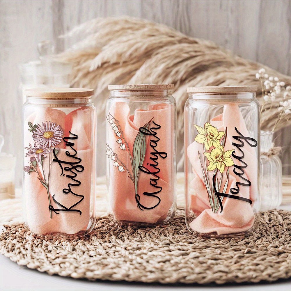 Custom Birth Flower Name Glass - Coffee Equipment Gift recension och pris