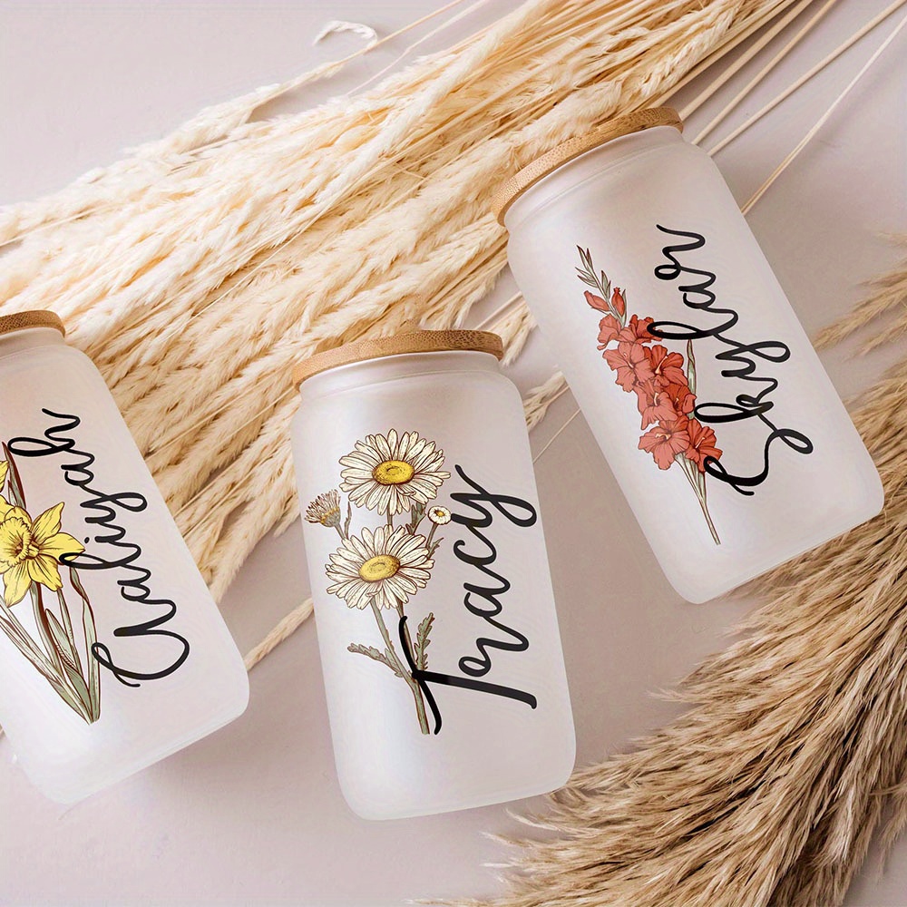 Custom Birth Flower Name Glass - Coffee Equipment Gift recension och pris