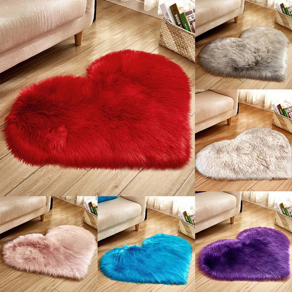 Furry Solid Color Heart Rug Be - Coffee Equipment At Home recension och pris
